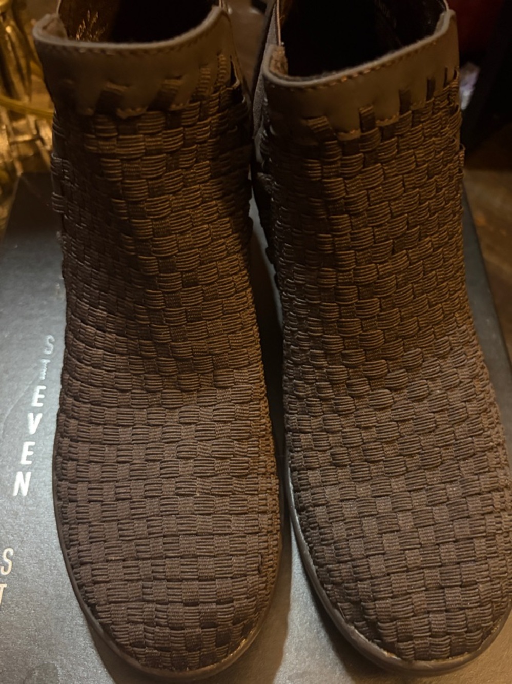 Steve Madden Brown Woven Ankle Booties